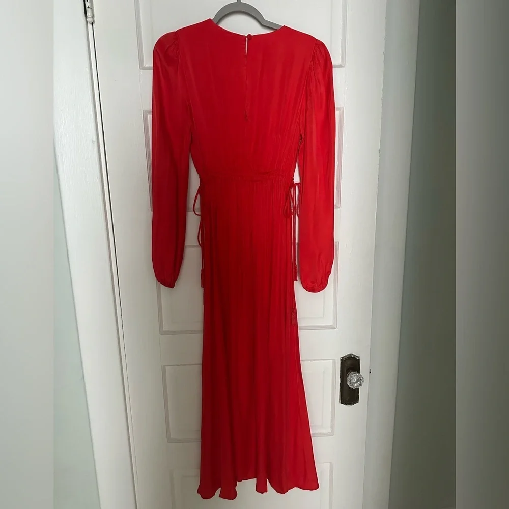 FARM Rio Red Viscose Satin Cutout Dress - Picture 4 of 5